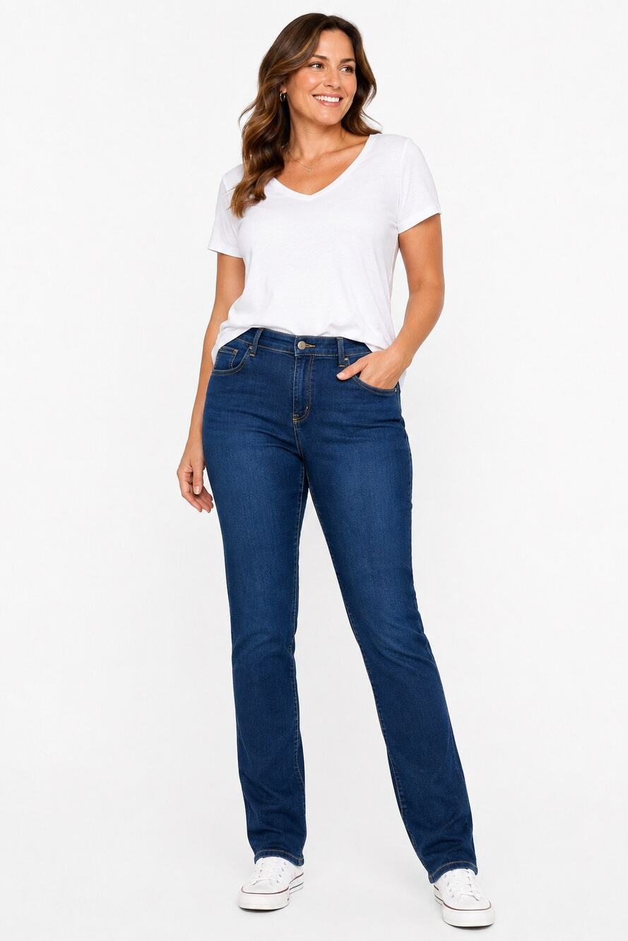 Long Tall Sally Size 24 Blue Denim Jeans Skinny Straight Leg 35" Inseam